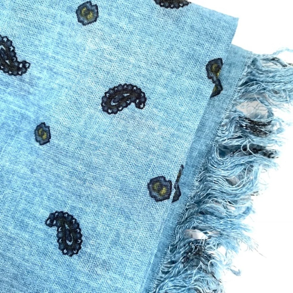 J. Crew Gauzy Cotton Large Blue Scarf/Cover Up (NWT) - Picture 2 of 3